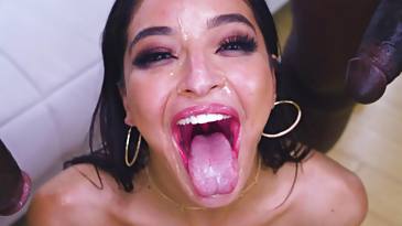 Emily Willis gets facialed by Rob Piper and Jax Slayher